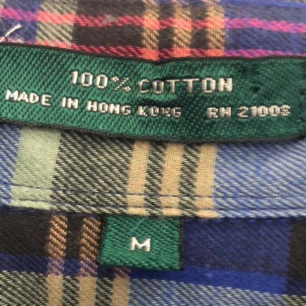 IZOD Flannel Shirt Medium Cotton Short Sleeev Pit to Pit 22 1/2” Preworn - Picture 4 of 14